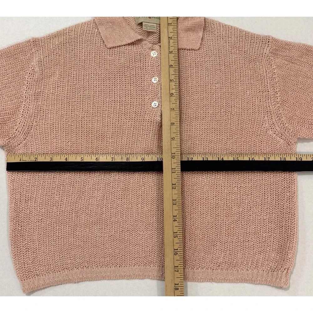 Vintage J.Crew Outfitters Open Knit Polo Sweater S Oarsman Tag Crop Breezy Linen